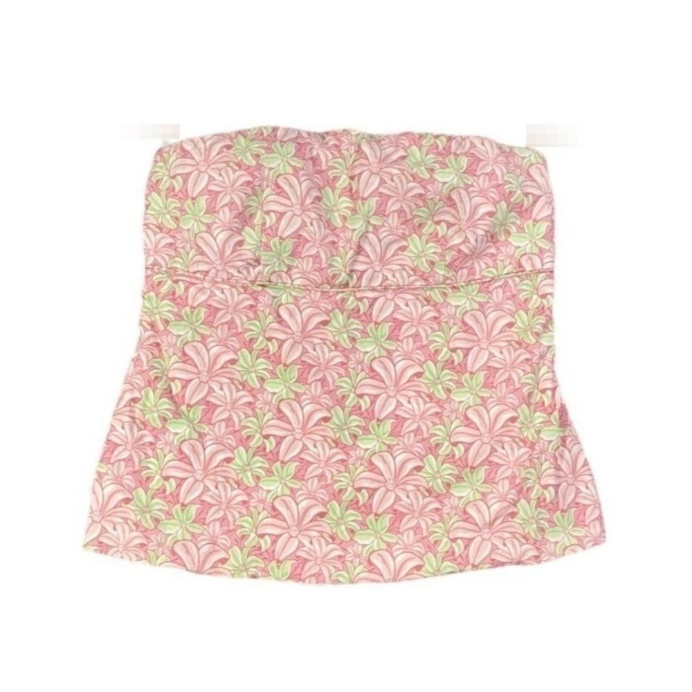 Vineyard Vines Womens Y2K Preppy Coastal Tropical Resort Tube Top 10 Pink Floral